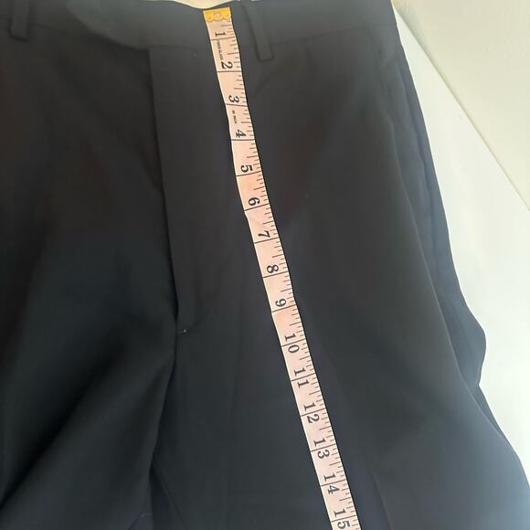 Pronto Uomo Men's Black Wool Flat Front Pockets Straight Leg Dress Pants Size 33 - Picture 9 of 10